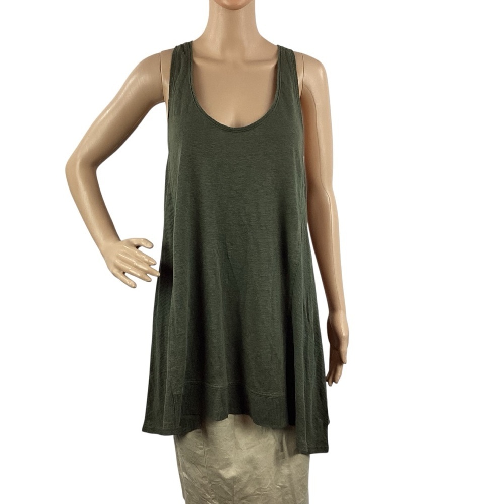 Eileen Fisher Linen Tunic Tank Sage Green Sleeveless Top Size S
